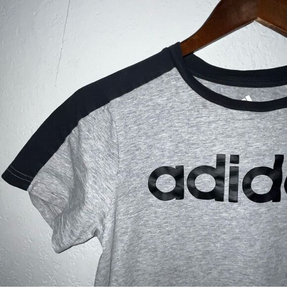 Women's Adidas Grey & Black Logo T-Shirt - Picture 4 of 6
